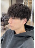 20代30代韓流☆ツイストパーマショートマッシュアッシュブラック