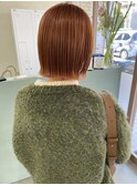 ○オレンジブラウン/ミニボブ/切りっぱなし20代30代40代