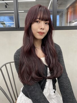 ニコ トウキョウ 渋谷(nico TOKYO) ダブルカラーチェリーレッドピンクブラウン韓国レイヤーロング