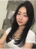 韓国ヘアーハッシュカットレイヤーカットハイライトカラー