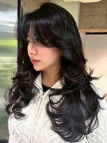 シオン(shion)&nbsp;ロング顔周りレイヤー韓国ヘアダークアッシュ_ba581621