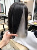 インナーカラー・ロブ・切りっぱなし・グレージュ・白黒・モード
