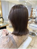 切りっぱなしボブ 大人ミディ 秋ベージュ 