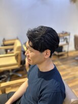 ロレ バトヘアー 下北沢(lore bat.hair)&nbsp;ビジネスマンにおすすめ！ワンカールパーマ前髪かき上げスタイル