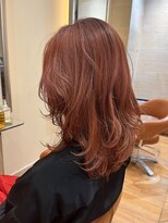 ビュートリアム265(BEAUTRIUM 265)&nbsp;レッドオレンジ セミロングハイトーン ナチュラルウルフレイヤー