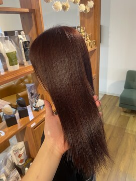 ソワン ドゥ ブレス エルネ 立花店(soin de brace elne) ブリーチ無しダブルカラー/レッドピンク/暖色系カラー/艶髪