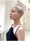 ベリーショート/ハイトーン/刈り上げショート/ショート/ベージュ