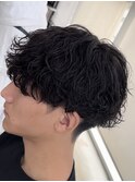 原宿スパイラルパーマ波巻きパーマメンズカットラウンドマッシュ