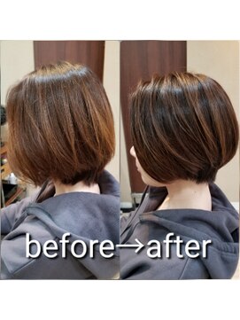 アナザースカイ (another sky) ショートボブ×ハイライト風白髪染め