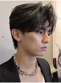 メンズボブウルフメンズミディアムレイヤーカットメンズウルフ