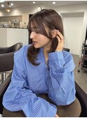 ブラウングレージュ,長めシースルーバング