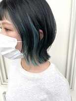 シャルティア 岩国(SHALLTIA)&nbsp;インナーカラー/イヤリングカラー/モスグリーン/くびれボブ