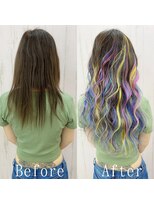 あるじゃんすー 京都店&nbsp;レインボーグラデ#シールエクステ#ゆるふわウェーブ#京都