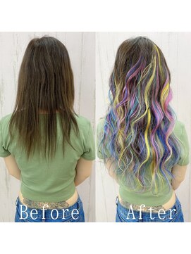 あるじゃんすー 京都店 レインボーグラデ#シールエクステ#ゆるふわウェーブ#京都