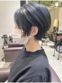 ショートボブ/ネイビーカラー/豊岡