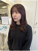 レイヤーカット×バーガンディーカラー
