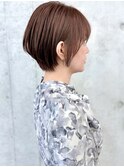 ほんのりピンク愛されショートボブ似合わせショートカット