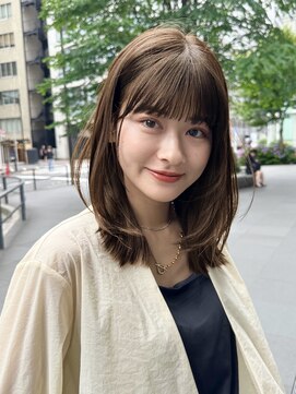 ガーデントウキョウ(GARDEN Tokyo) 前髪/レイヤーカット/ミディアム/暗めカラー/オリーブベージュ