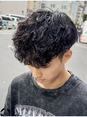 ツイストスパイラルパーマメンズパーマ波巻きパーマツーブロック