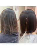 前下がりボブ×タッセルボブ×髪質改善×酸性ストレート縮毛矯正