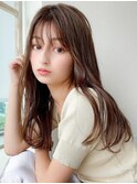 ダークアッシュブラウン/顔周りカット/前髪/ロング