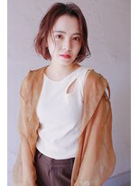 マイルス(MILES)&nbsp;【miles】アッシュブラウン×毛先パーマ×くすみレッド