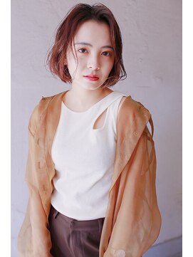 マイルス(MILES) 【miles】アッシュブラウン×毛先パーマ×くすみレッド