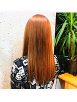 美容室 イズ 館林店(Iz)&nbsp;韓国風_オレンジベージュ_セシルカットフリンジウェーブ