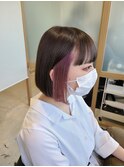 切りっぱなしイヤリングピンクボブ