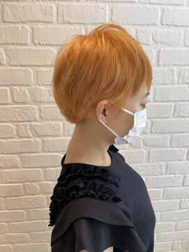 デイジー インデックスヘア 大島店(DAISY index hair) #ハイトーン#刈り上げショート#ハンサムショート オレンジカラー