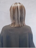 太めハイライト☆パッツンボブ