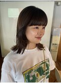 【あきら】ミディアム顔まわりカット暗髪ブラウン