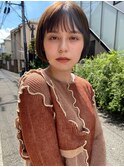 ブラウンベージュ×ミニボブ