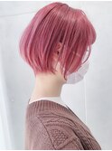 Say.刈り上げショートボブワインレッドチェリーピンクハイトーン