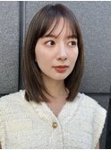 ホワイトグレージュ ミニウルフ パーマ チェリーブラウン