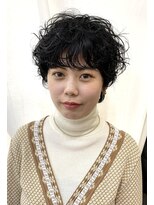 つむじ マッシュショート×パーマ