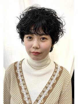 つむじ マッシュショート×パーマ