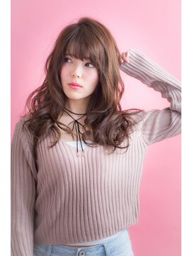 エルデ ナインズ ヘアー スタンド 川口店(elde 9's HAIR STAND) 83モーブカラー&セミウェットなワイドバングなくびれミディ 川口