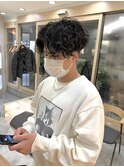 ツイスパセンターパートマッシュ波巻きダウンパーマメンズ目黒