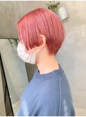 平行ハンサムショート、ペールピンク、淡いピンク