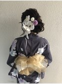 浴衣 トップ サイド ゆるふわ シニヨン ヘアアレンジ