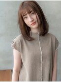 大人かわいい前髪セシルカットココアブラウンフリンジウェーブ