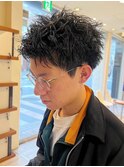 ビジネスショートメンズマッシュツイストパーマツーブロック