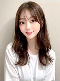 顔周りカット　シースルーバング　ウルフレイヤー　くびれヘア