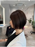 小顔見せショートベージュカラーブリーチしない透明感カラー