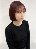 花田/ボブ/ミニボブ/ボルドー/レッドブラウン下北沢ブリーチなし