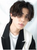 20代30代センターパート黒髪ニュアンスパーマショートd新所沢