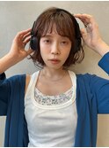 マロンブラウン×切りっぱなしボブ