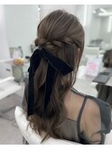 【結婚式・お呼ばれヘア】崩れにくく上品なゆるヘアアレンジ