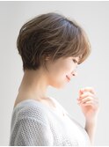 透明感ベージュ×丸みショート*ショートパーマ#前髪カタログ